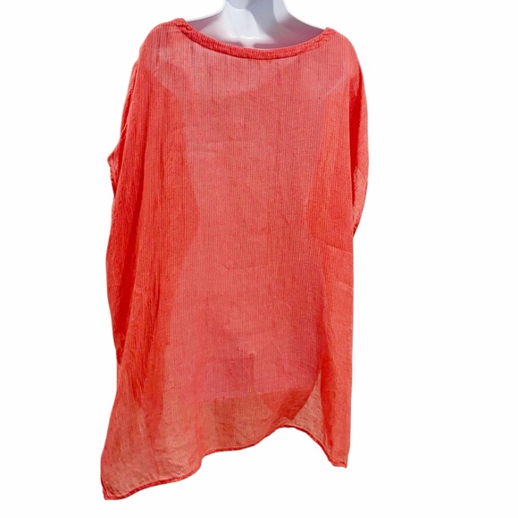 Eileen Fisher 100% Linen Gauze Striped Popover Tunic Beach Coverup size Medium - Picture 2 of 6